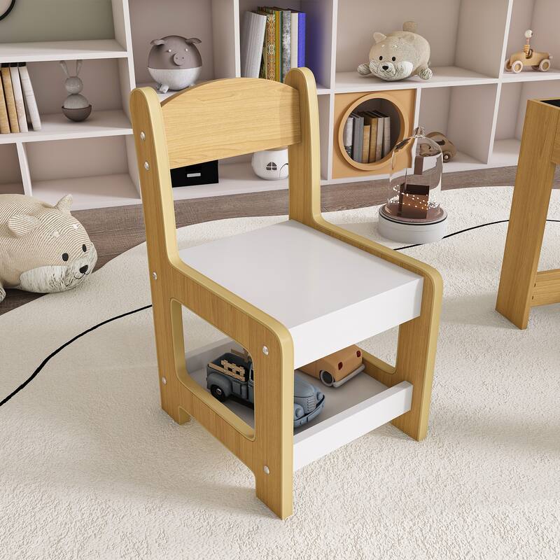 3-in-1 Kids Activity Table Set with Chairs Dual-Sided Whiteboard and Chalkboard for Play - Table-23.62”L x 23.62”W x 18.9”H