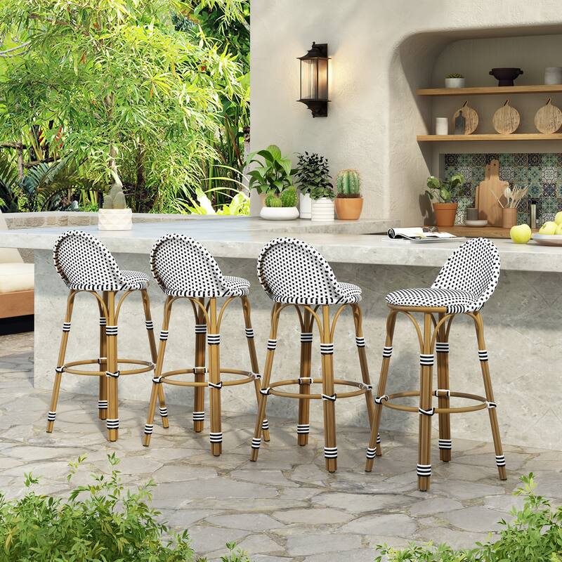 Scott Living Alura Outdoor Bar Stool Woven Wicker - 4-Piece