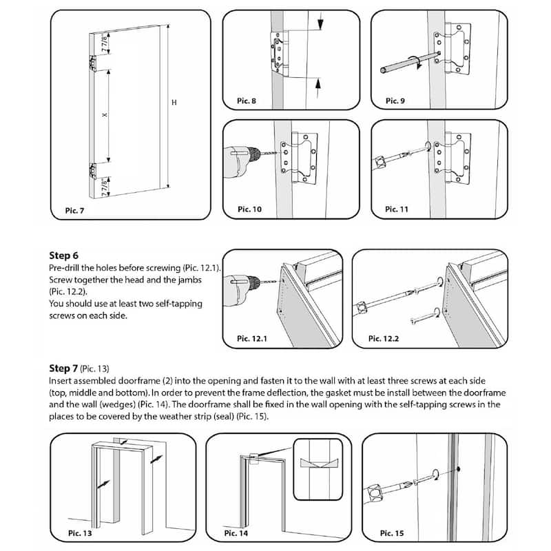 Solid French Door / Mela 7001 Matte White / Single Regular Panel Frame Handle / Bathroom Bedroom Modern Doors