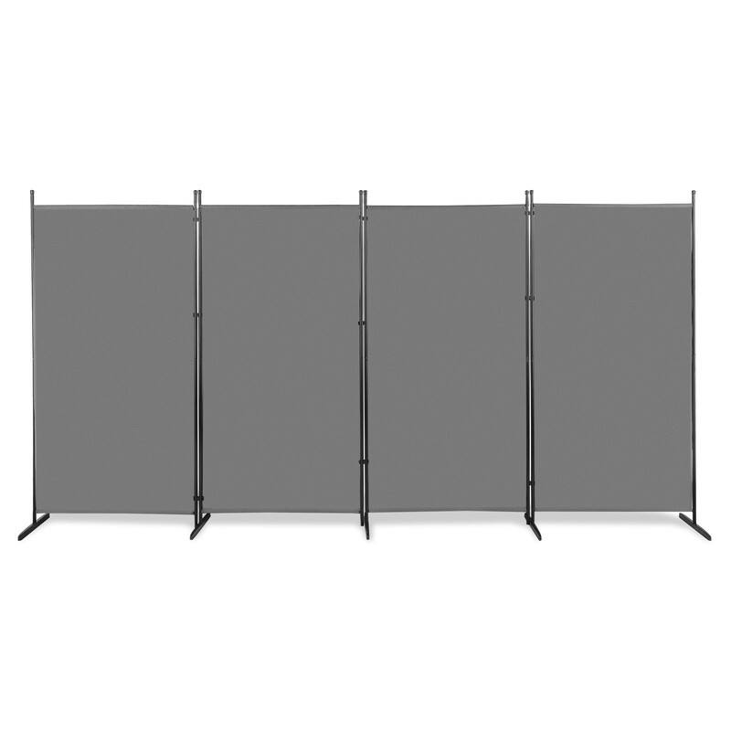 6FT 160g Polyester Fabric Plastic Foot Carbon Steel Frame Foldable Screen - 4-Fold Grey