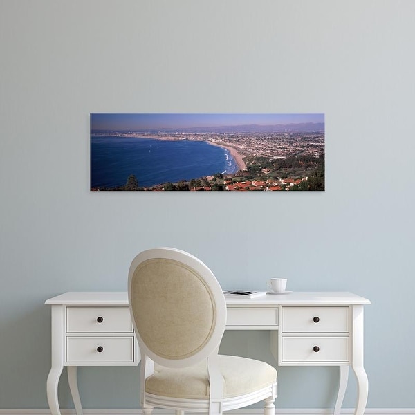 Easy Art Prints Panoramic Image 'City at coast, Santa Monica Beach, Beverly Hills, Los Angeles, California' Canvas Art