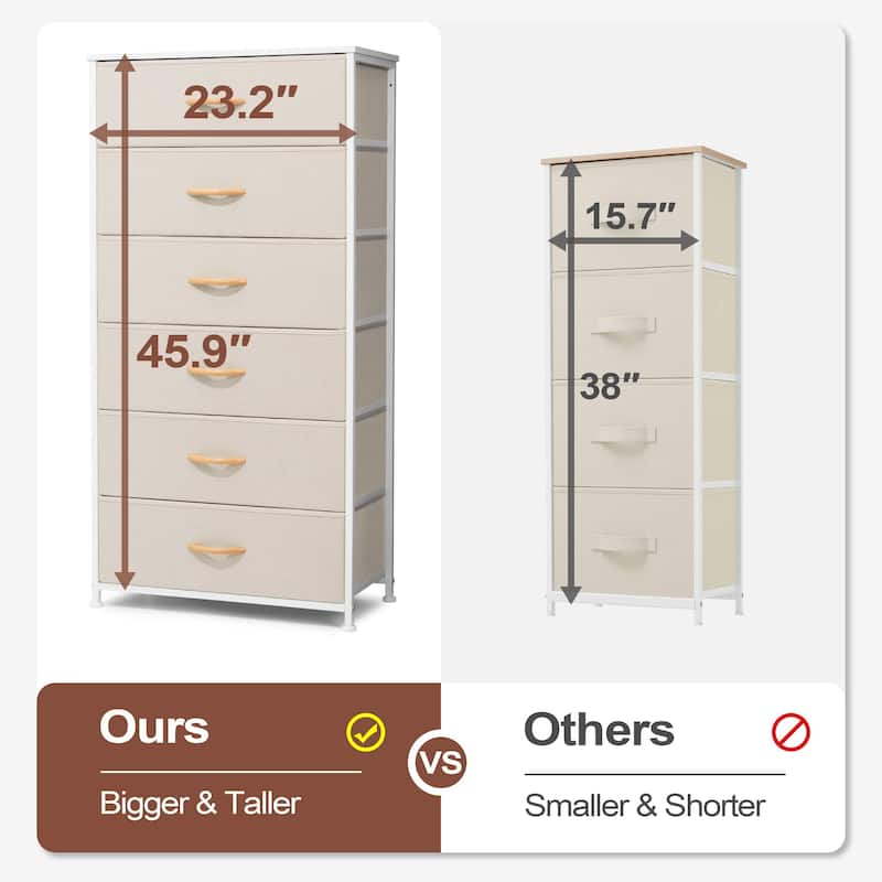 6 Drawers Vertical Dresser Storage Tower Cabinet Organizer Unit for Bedroom