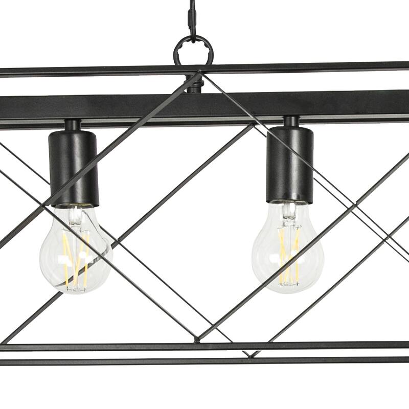 Depuley Industrial Metal Rectangle Kitchen Island Chandelier Black