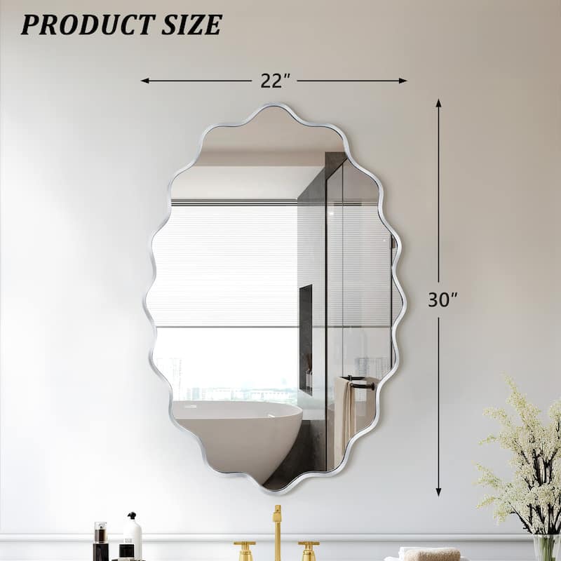 ALuminum Alloy Framed Wavy Oval Wall Mirror