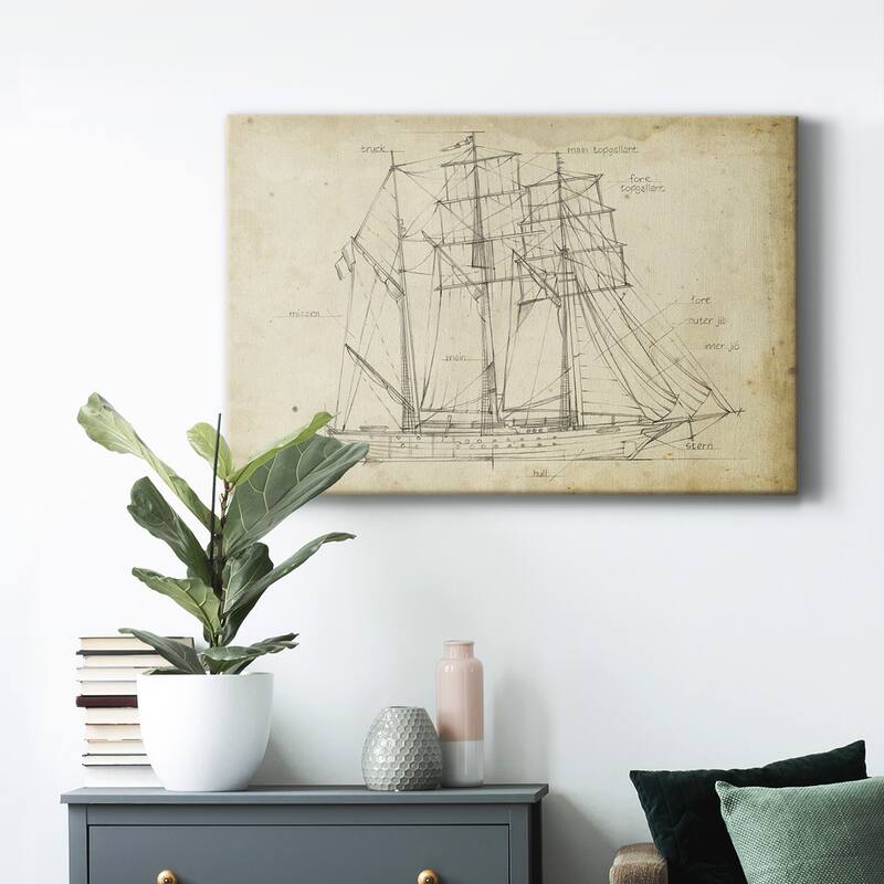 Sailboat Blueprint I Premium Gallery Wrapped Canvas - Ready to Hang