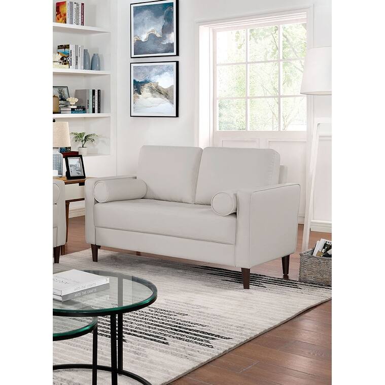 Faux Leather Upholstered Loveseat Sofa, Couch Settee with Cushions and Tapered Legs, 2-Seat Sofa with Pillows and USB Outlet