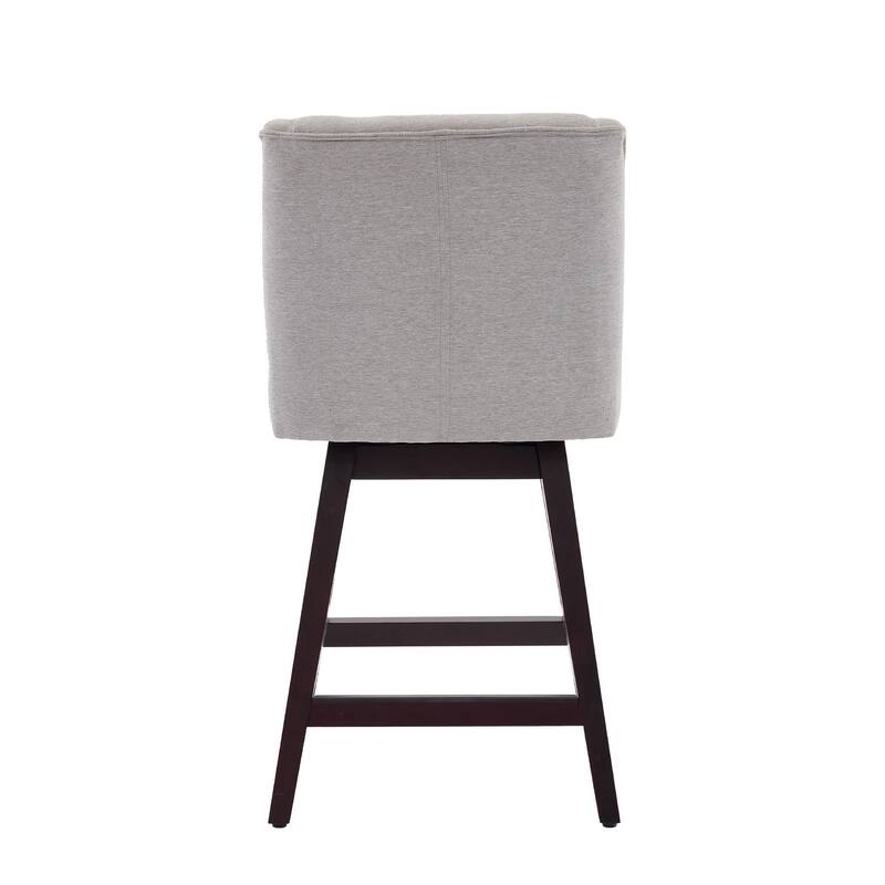2-Pack Swivel Bar Stools - 360° Rotating Solid Wood and Fabric Stools with Comfortable Cushion