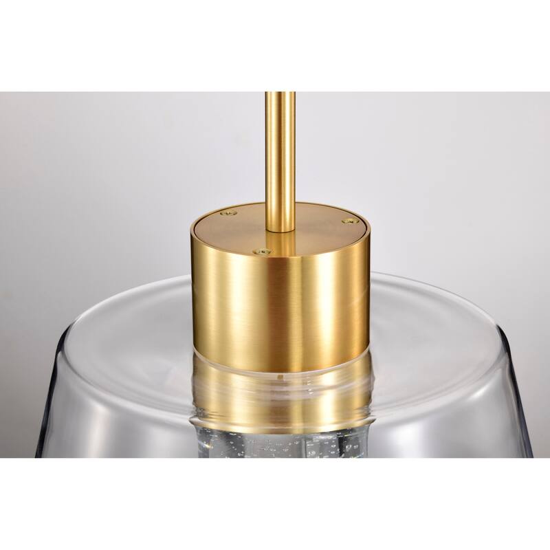 Aura 12 Inch LED Pendant Brushed Brass K9 Bubble Crystal 3000K CCT - Brushed Brass