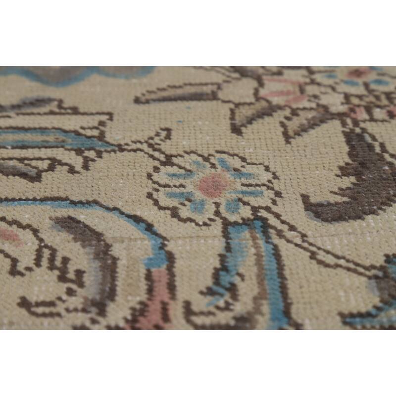 Floral Tabriz Persian Area Rug Distressed Handmade Wool Carpet - 8'8"x 11'5"