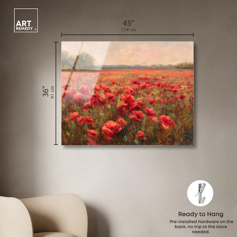 Sea of Red Poppies II Acrylic by Art Remedy, Ready to Hang