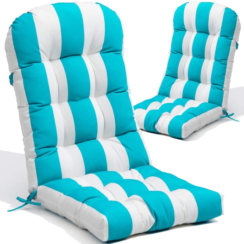 Adirondack Style Patio Outdoor Chair Cushion for Adirondack Chair or Lounge Rocking Chair - See picture - 2-Piece Set, Blue&White
