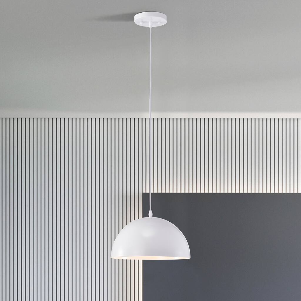Chase White 1-Light Dome Pendant Light