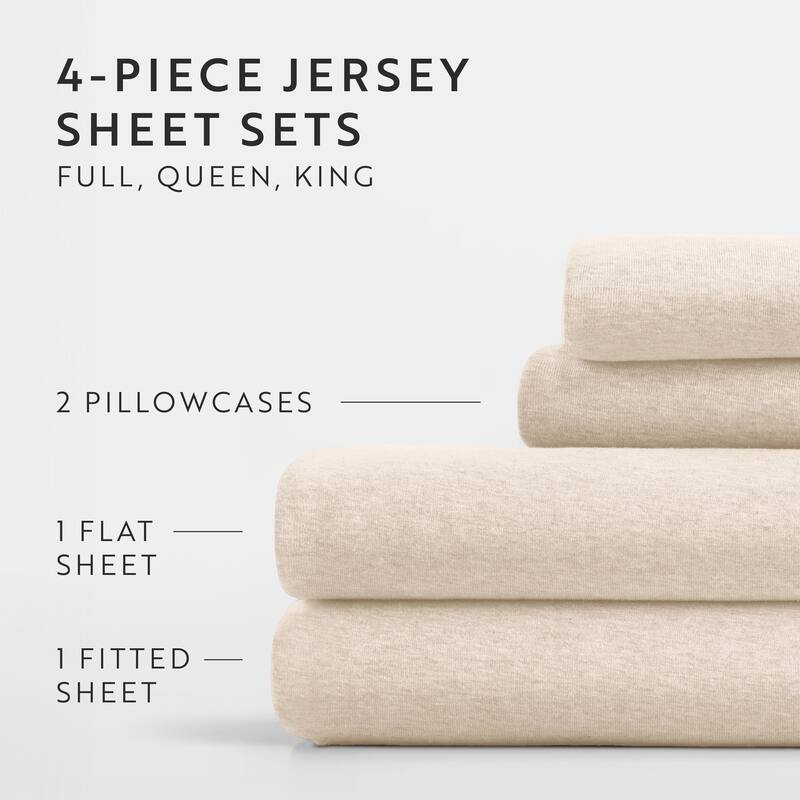 Ultra Soft 4 Piece Cotton Jersey Knit Sheet Set