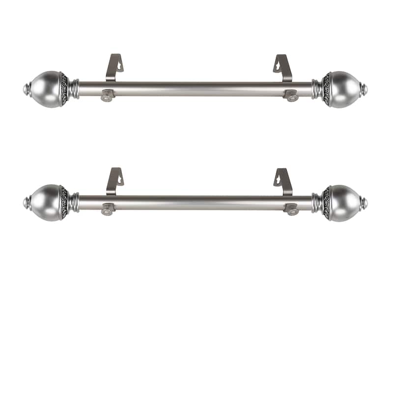 Side Curtain Rods - 12-20 Inch Set of 2 - Finial Home Decor Accents - 20