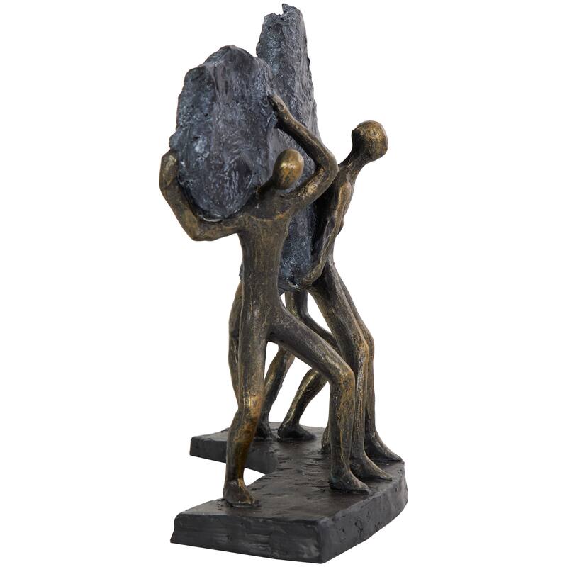 Bronze Polystone Carrying Stone People Decorative Sculpture