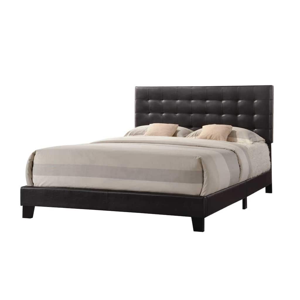 Faux Leather Queen Bed in Espresso Finish