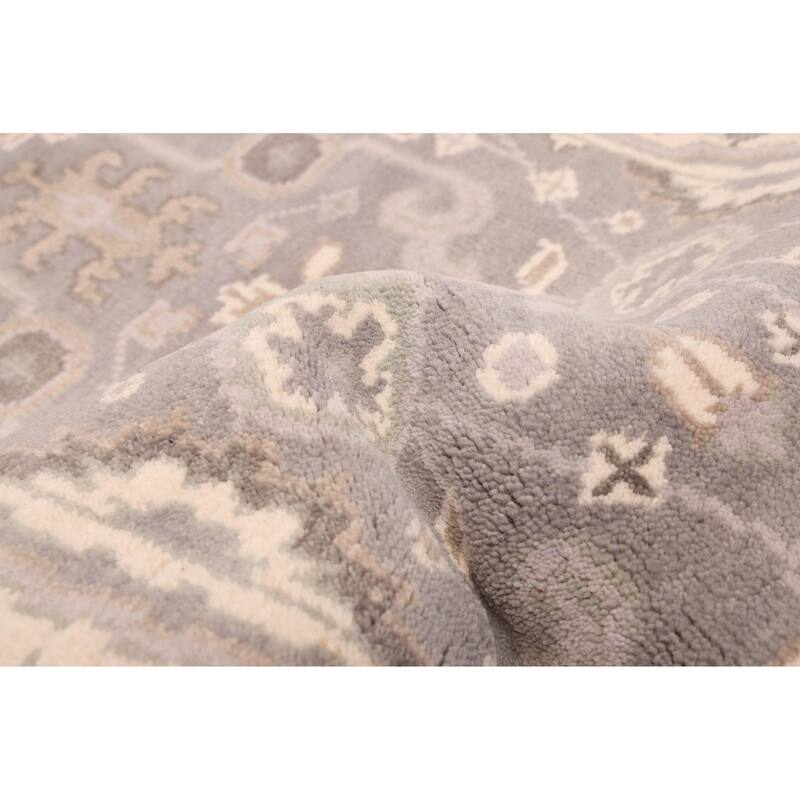 ECARPETGALLERY Hand-knotted Royal Oushak Grey Wool Rug - 2'6 x 12'0