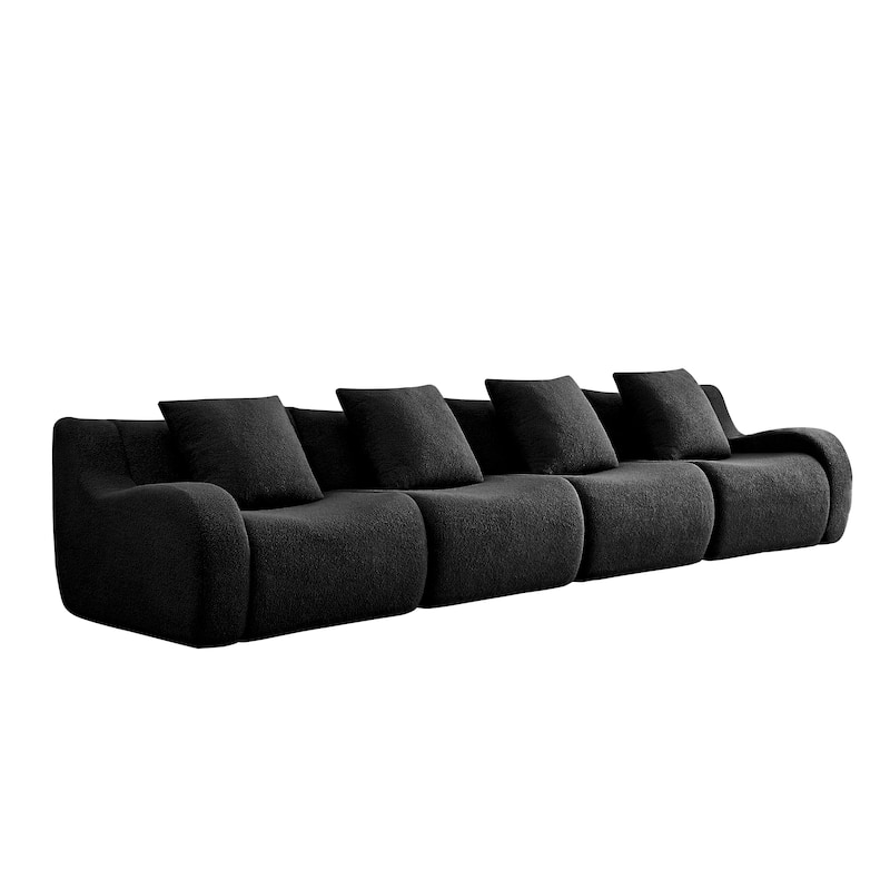 GDF Studio - Fairford 4-Seat Modular Sofa with Curved Armrests & Premium Teddy Fabric