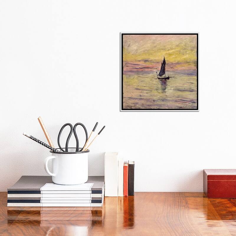 iCanvas "The Sailing Boat, Evening Effect, 1885 " by Claude Monet Framed Canvas Print