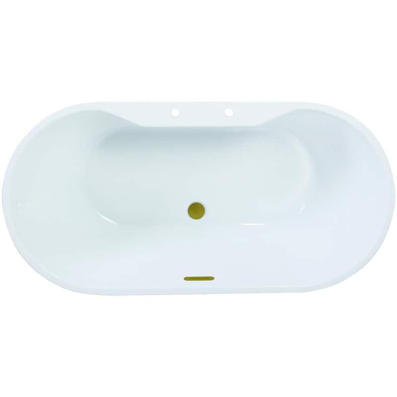 Kingston Brass VT7DE593023C42 Aqua Eden 59" Free Standing Acrylic - White / Brushed Brass