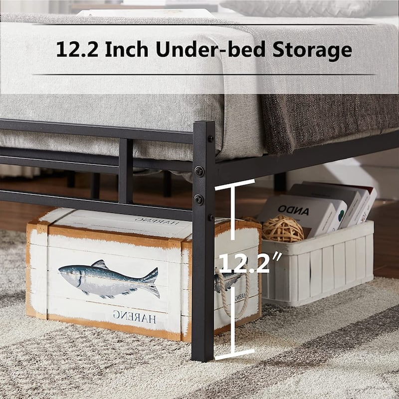Javlergo Metal Platform Bed Frame with Wood and Metal Headboard, No Box Spring Needed