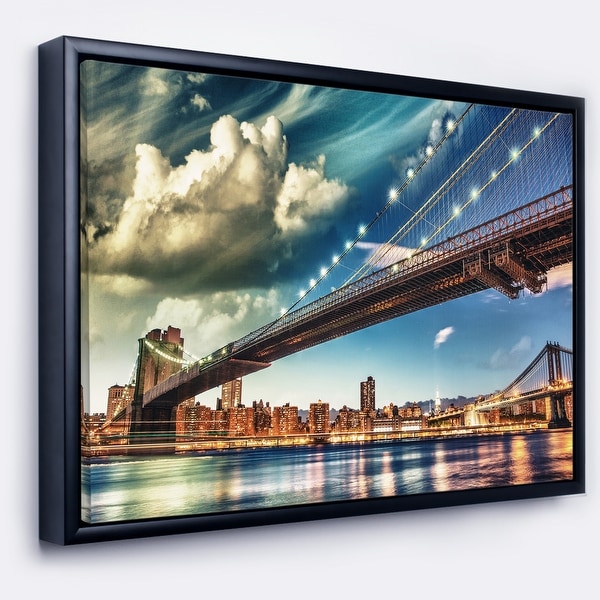 Designart 'Manhattan Skyline at Summer' Cityscape Photo Framed Canvas Print. Opens flyout.