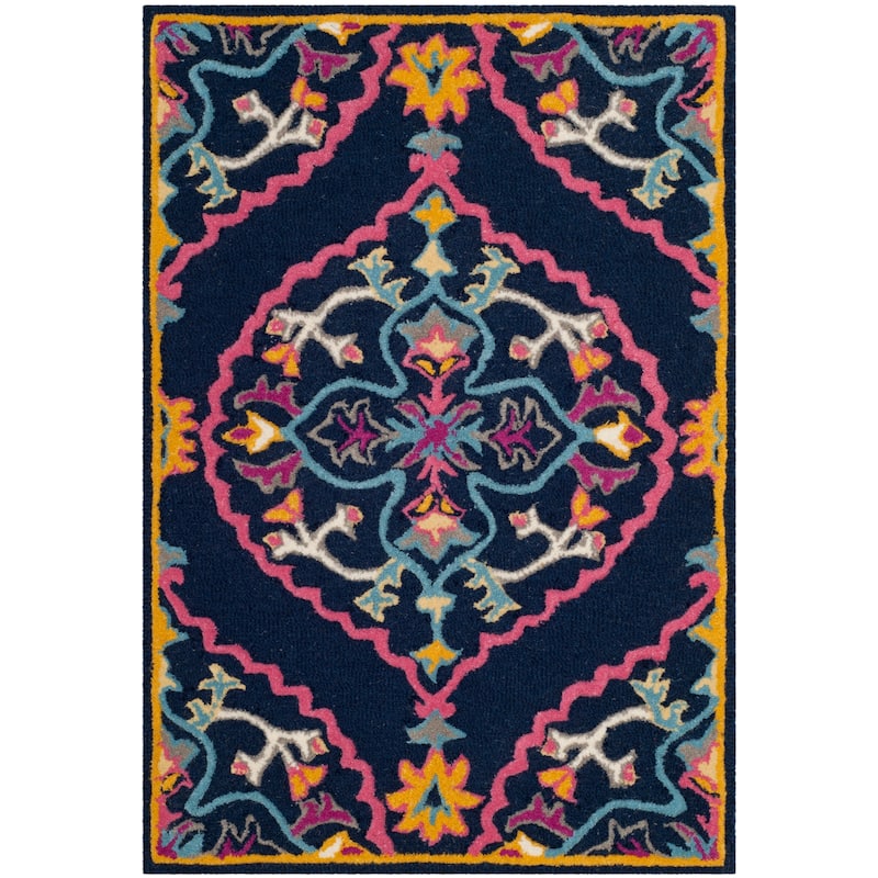 SAFAVIEH Handmade Bellagio Junie Medallion Wool Rug - 2' x 3' - Navy Blue/Multi - Rectangle
