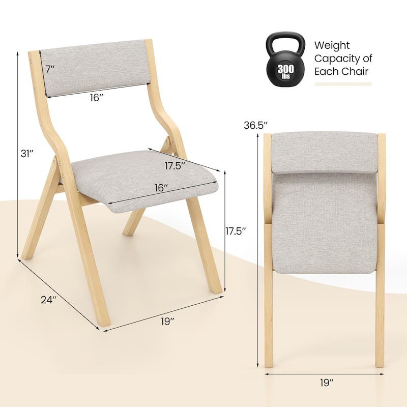 Gymax Folding Dining Chairs Set of 4 Wooden Table Chairs w/ Padded