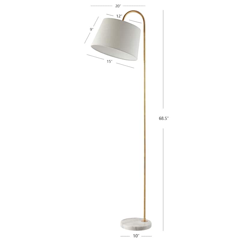 SAFAVIEH Lighting Afton 69-inch Curved Arc Floor Lamp - 20" x 15" x 68.5" - Gold/White - 20Wx15Dx69H