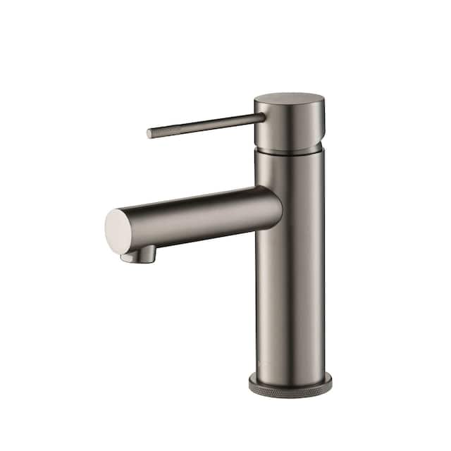 Luxury Solid Brass Single Hole Bathroom Faucet - Titanium