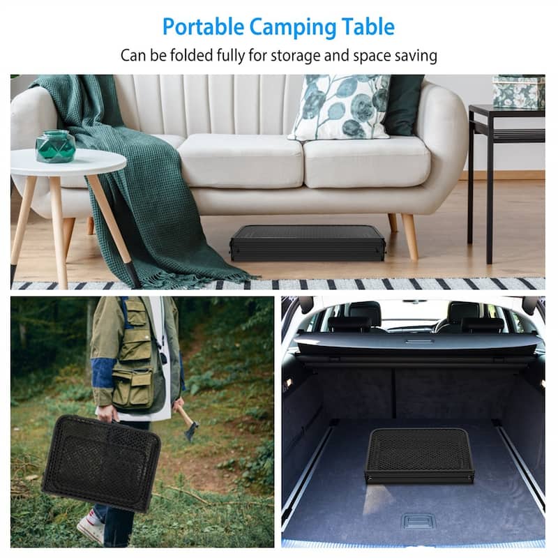 Foldable Collapsible Picnic Aluminum Alloy Grill Stand w/ 2 Side Trays