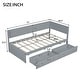 preview thumbnail 22 of 28, Twin Size Daybed with 2-Storage Drawers and Guardrail, Solid Pine Frame, No Box Spring Required, Beige Vintage Style for Bedroom