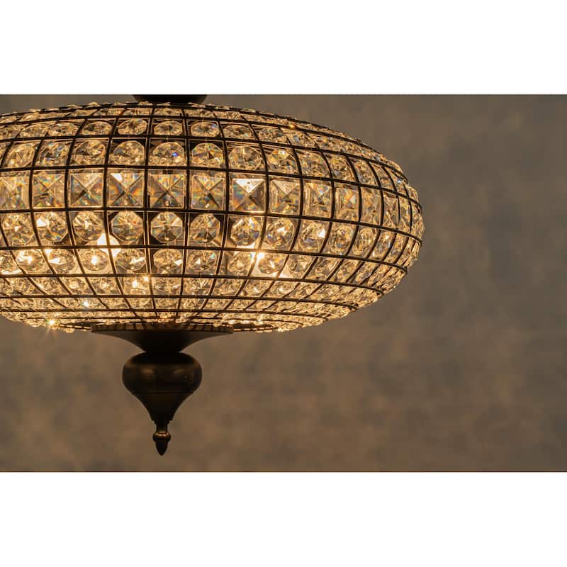 Retro French 4/5-Light Antique Brass Globe Crystal Chandelier for Living/Dining Room