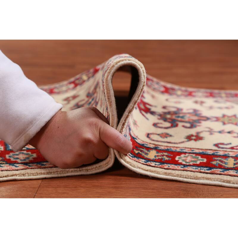 Ivory Kazak Oriental Accent Foyer Rug Handmade Wool Carpet - 2'0"x 3'0"