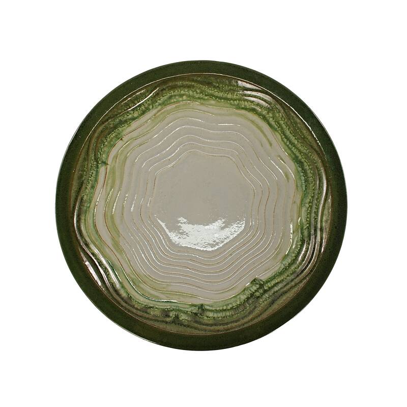 17"Ceramic Bird Bath for Outside, Elegant Tall Outdoor Bird Bath, Lightweight Pedestal Glazed Birdbaths with Swirl Pattern