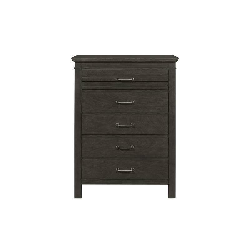 Hyacinthe 6 Piece Farm Charcoal Gray Modern Panel Bedroom Set