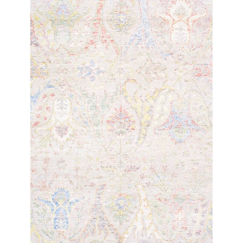 Pasargad Home Oushak Hand-Knotted Beige Wool Area Rug - 9' 0" X 12' 2"