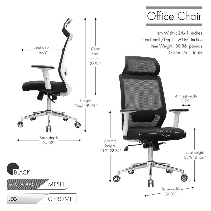 Porthos Home Briggs Swivel Mesh Office Chair with Chrome Roller Base