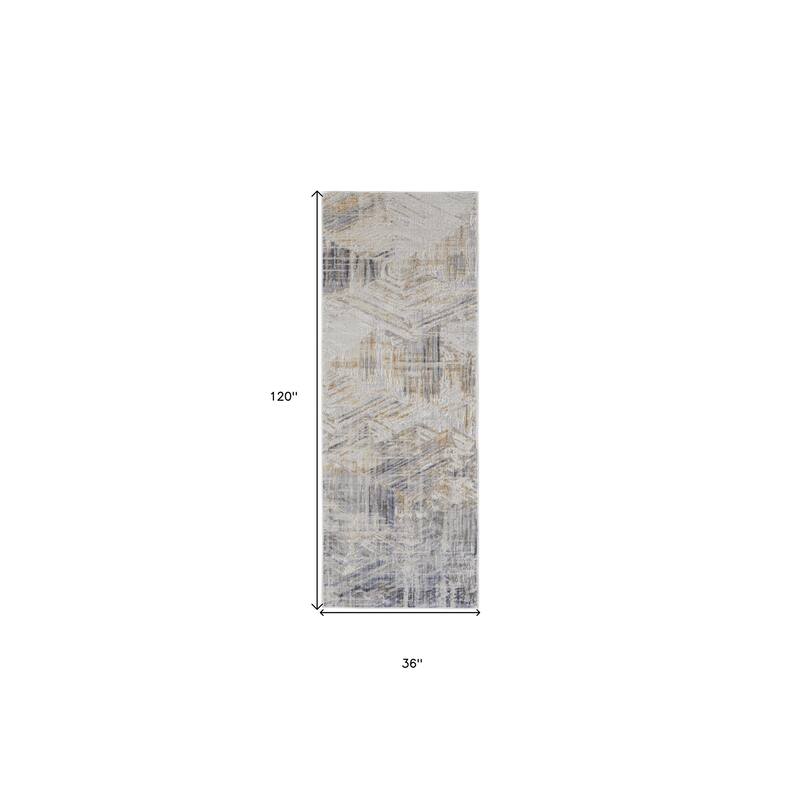 Wuxej Power Loomed Distressed Abstract Modern Non Skid Area Rug By HomeRoots - 10' Runner