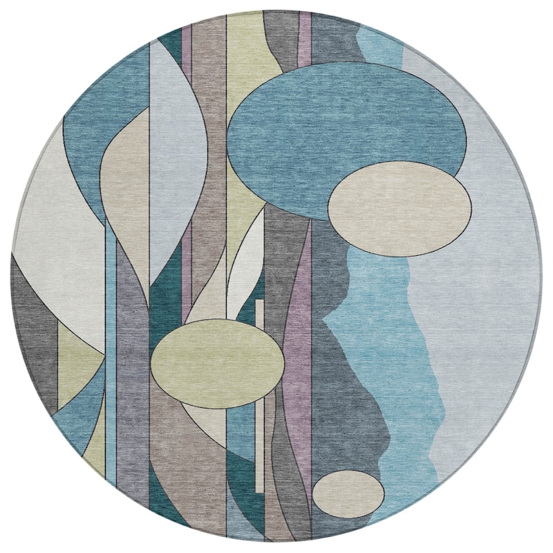 Machine Washable Indoor/ Outdoor Contemporary Retro Chantille Rug