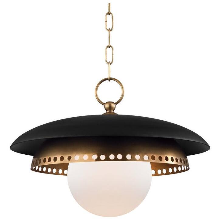 Hudson Valley Lighting Herkimer Single Light 18" Wide Pendant - Aged Brass / Black