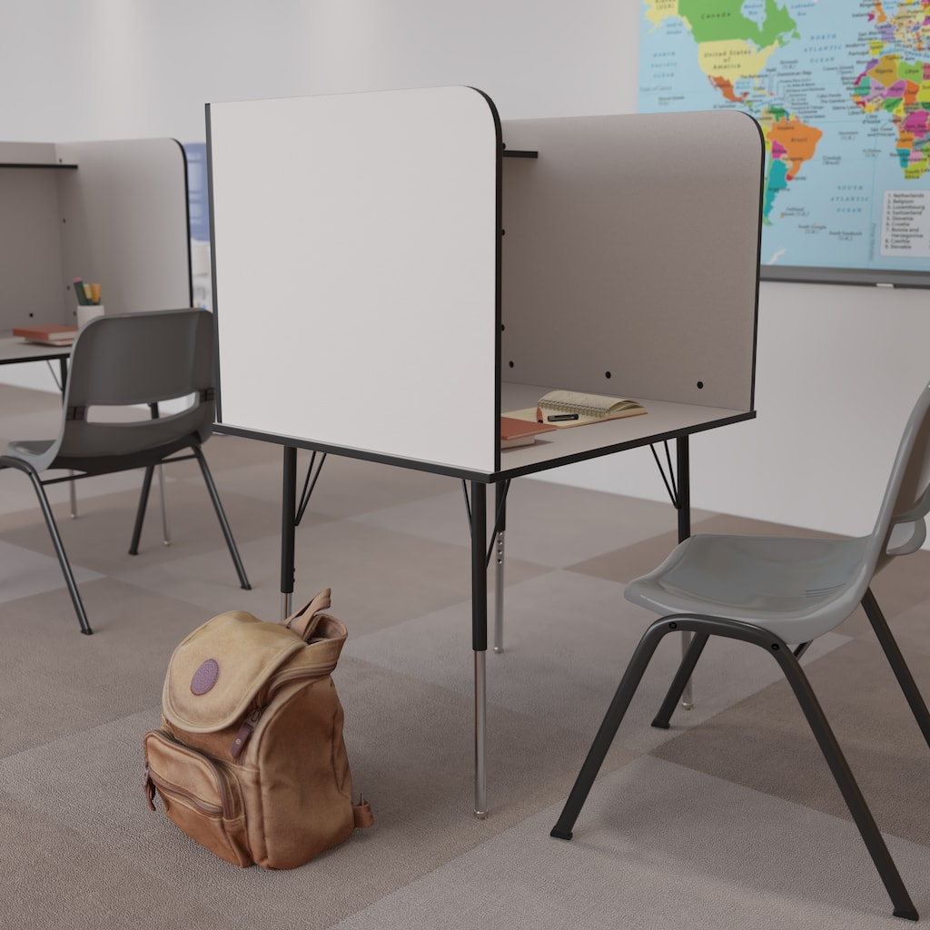 Stand-Alone Study Carrel with Height Adjustable Legs