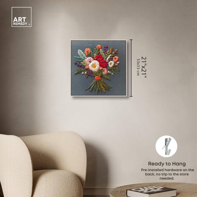 Stitched Bloom Bouquet I Canvas by Art Remedy