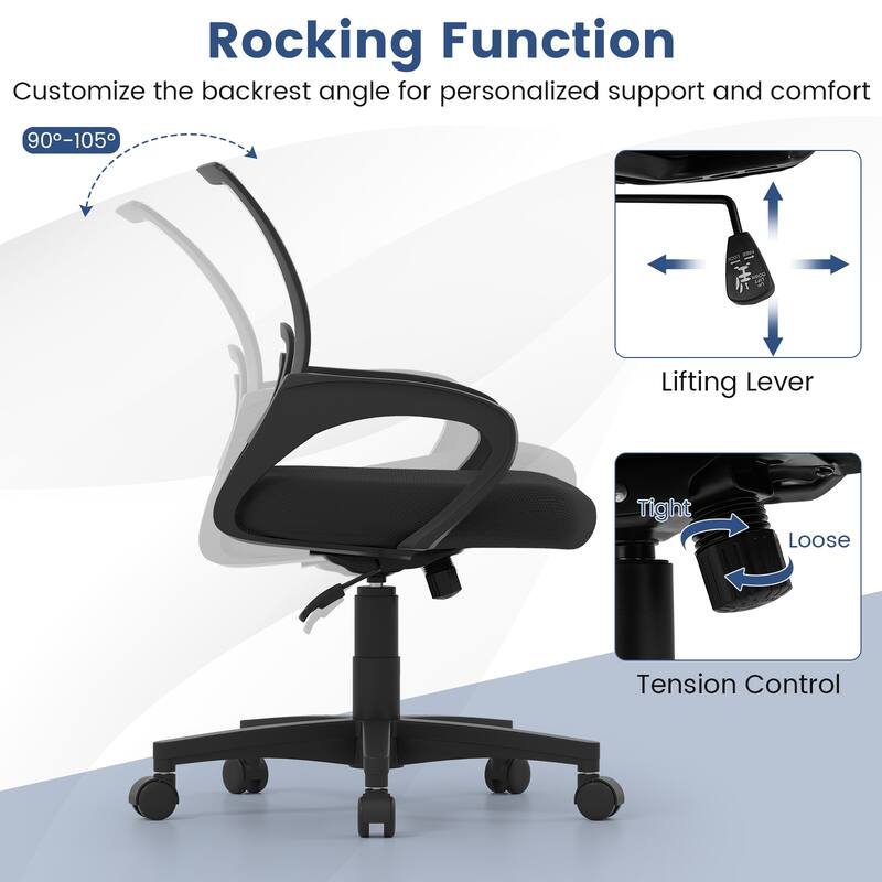 Gymax Mesh Office Chair Ergonomic Computer Desk Chair w/Lumbar Support