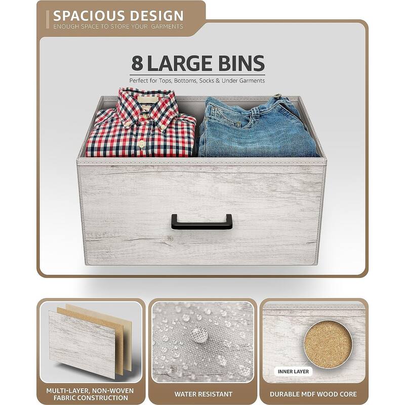 Dressers for Bedroom with 8 Drawers, Chest of Drawers for Bedroom