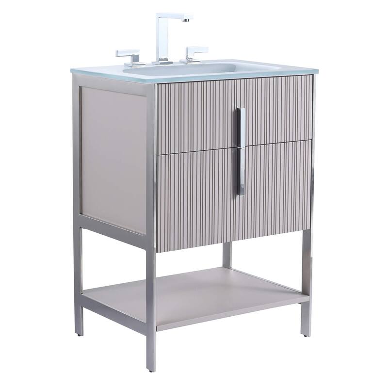 Fine Fixtures Serenity Modern bathroom vanity - Bright Taupe - Chrome Hardware