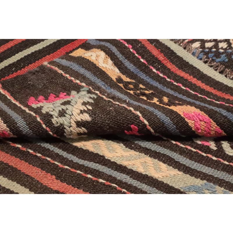 Hand Woven Oriental 100% Wool Carpet Southwestern Tribal Multi-Colored Kilim Area Rug - 7' 10'' X 6' 5''
