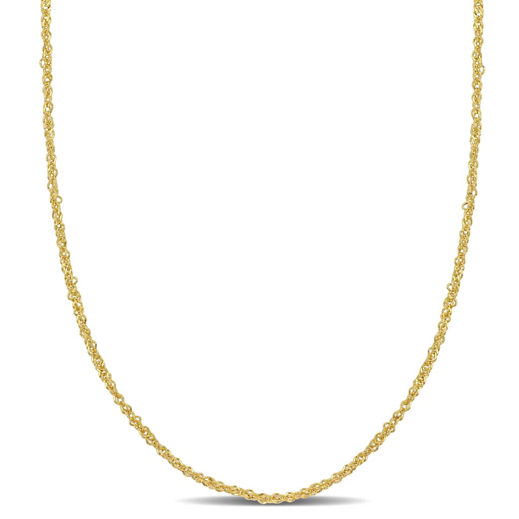 Miadora 1.2mm Sparkling Singapore Chain Necklace in 14k Yellow Gold-24 in