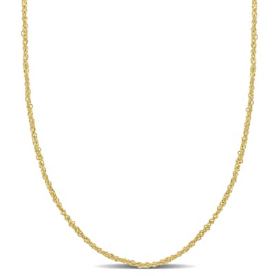 Miadora 1.2mm Sparkling Singapore Chain Necklace in 14k Yellow Gold-24 in