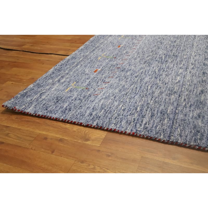 Hand Knotted Oriental 100% Wool Carpet Tribal Animal Pictorial Navy Blue & Blues Gabbeh Area Rug - 9' 10'' X 9' 9''